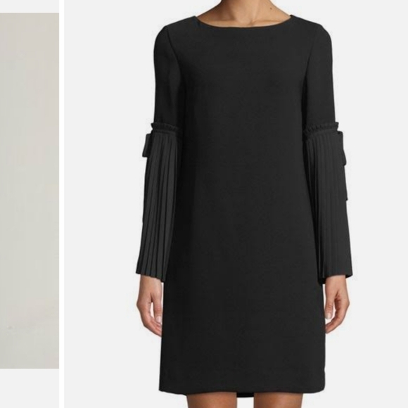 Tahari black long sleeve dress Sz 8 Beautiful design, long expose zipper in back - Picture 1 of 15